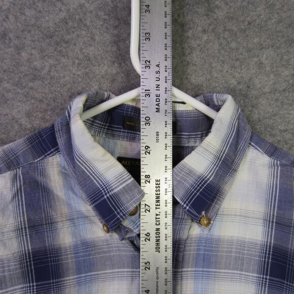 Alexander Julian Colours Shirt Mens Medium Blue Plaid Button Down Cotton Casual - Picture 3 of 7